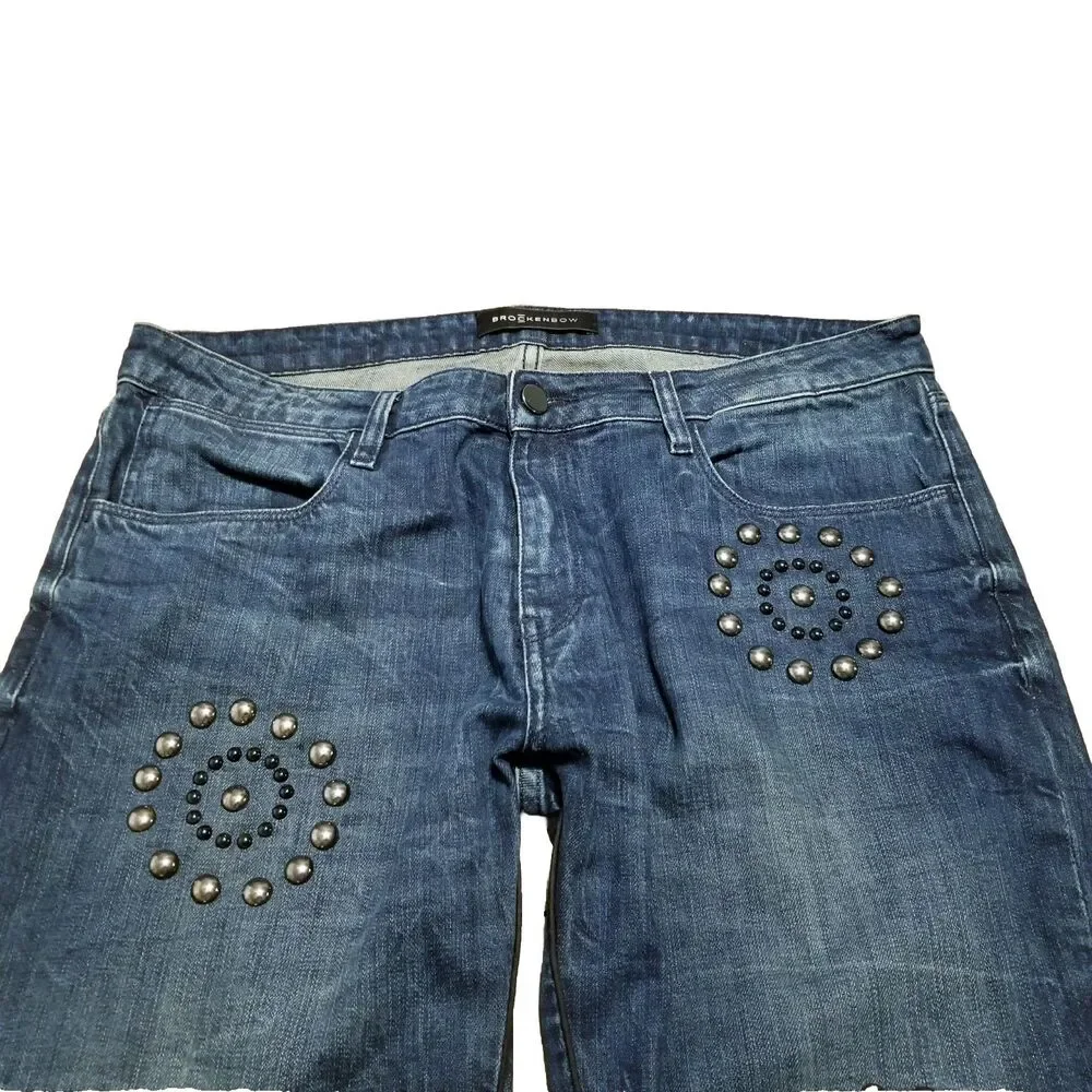 Brockenbow Jeans Women's Size 30 Charlotte Boyfriend Beaded Marbling (35x29.5)